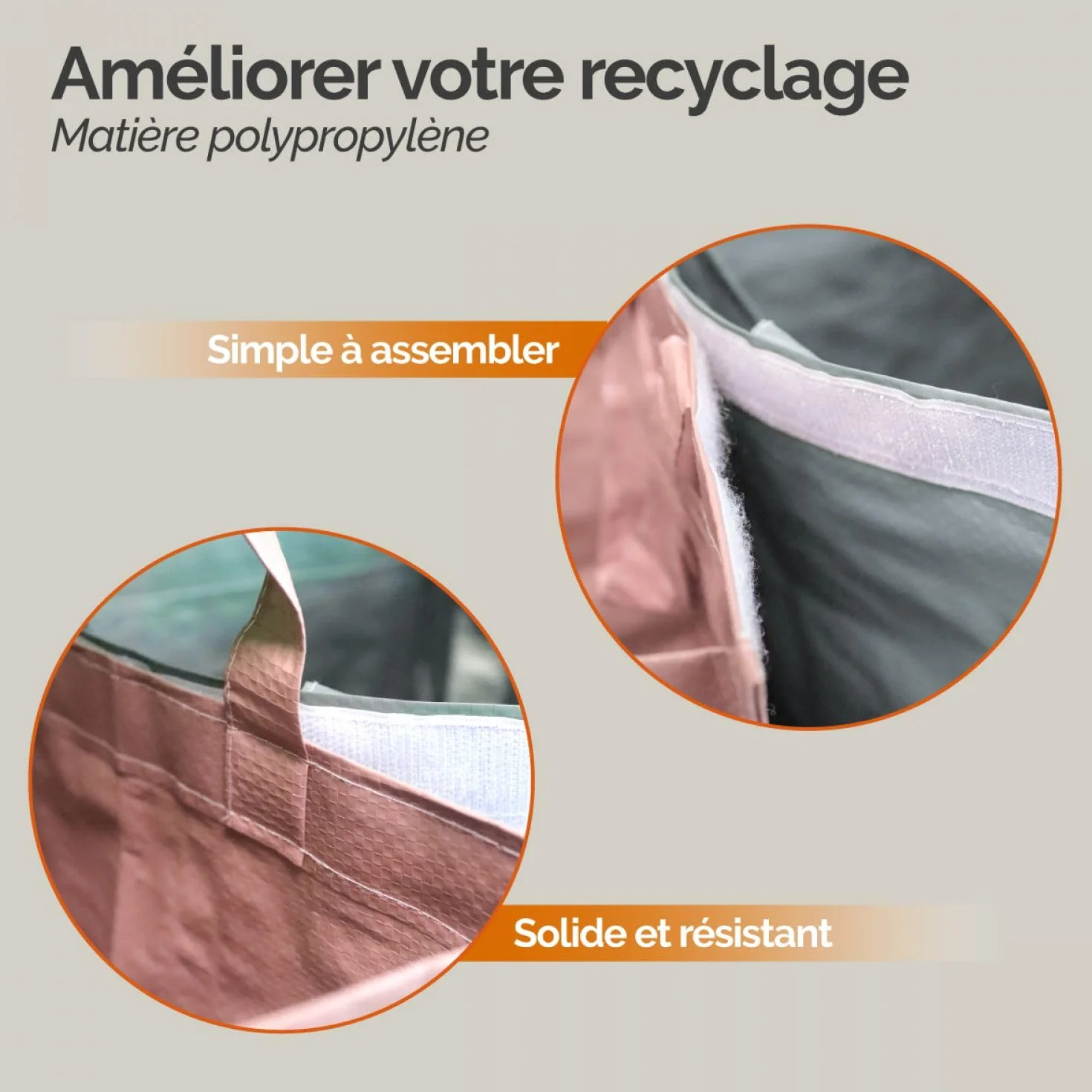 Lots de 3 sacs de recyclage réutilisables 160L pour tri sélectif