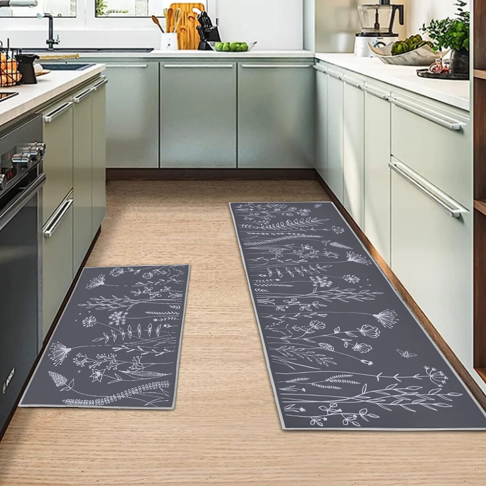Tapis de Cuisine Lavable en Machine Antidérapant Lot de 2 40x120cm+40x60cm