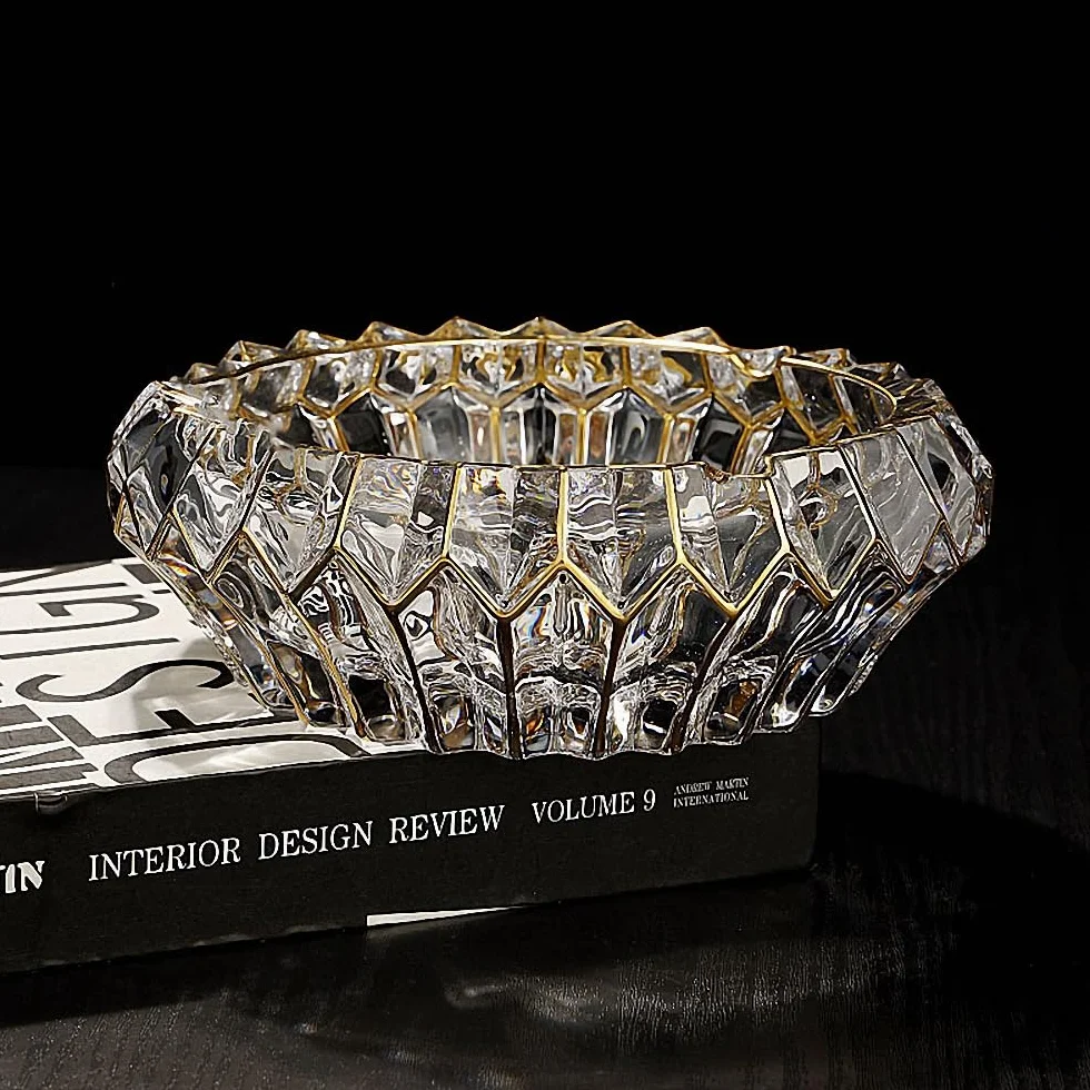 Bol décoratif en cristal doré peint à la main 14 cm