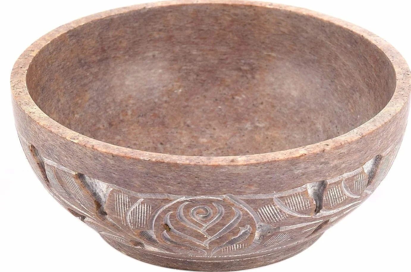 Bol en Stéatite Sculpté à la Main 12,7 cm – Coupelle de Fumigation et Purification pour Sauge, Encens et Rituels, Motif Floral