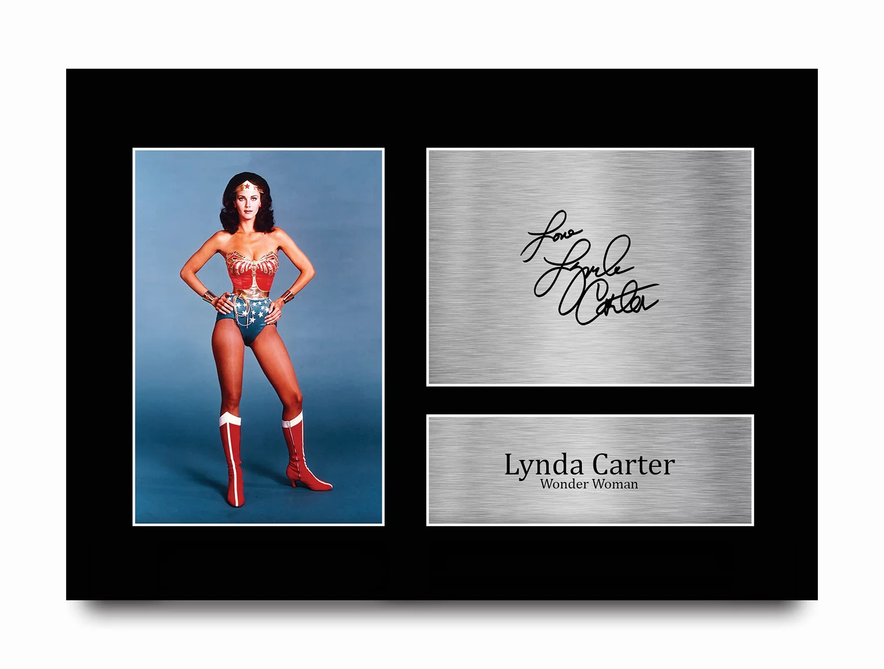 A4 Lynda Carter Wonder Woman Photo Autographiée Signée Cadeau Fan