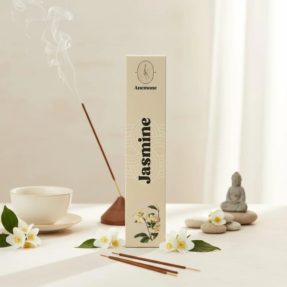 Encens Anemone 100% Naturel Artisanal Parfum Frais Purifiant Jasmin 3 Boîtes