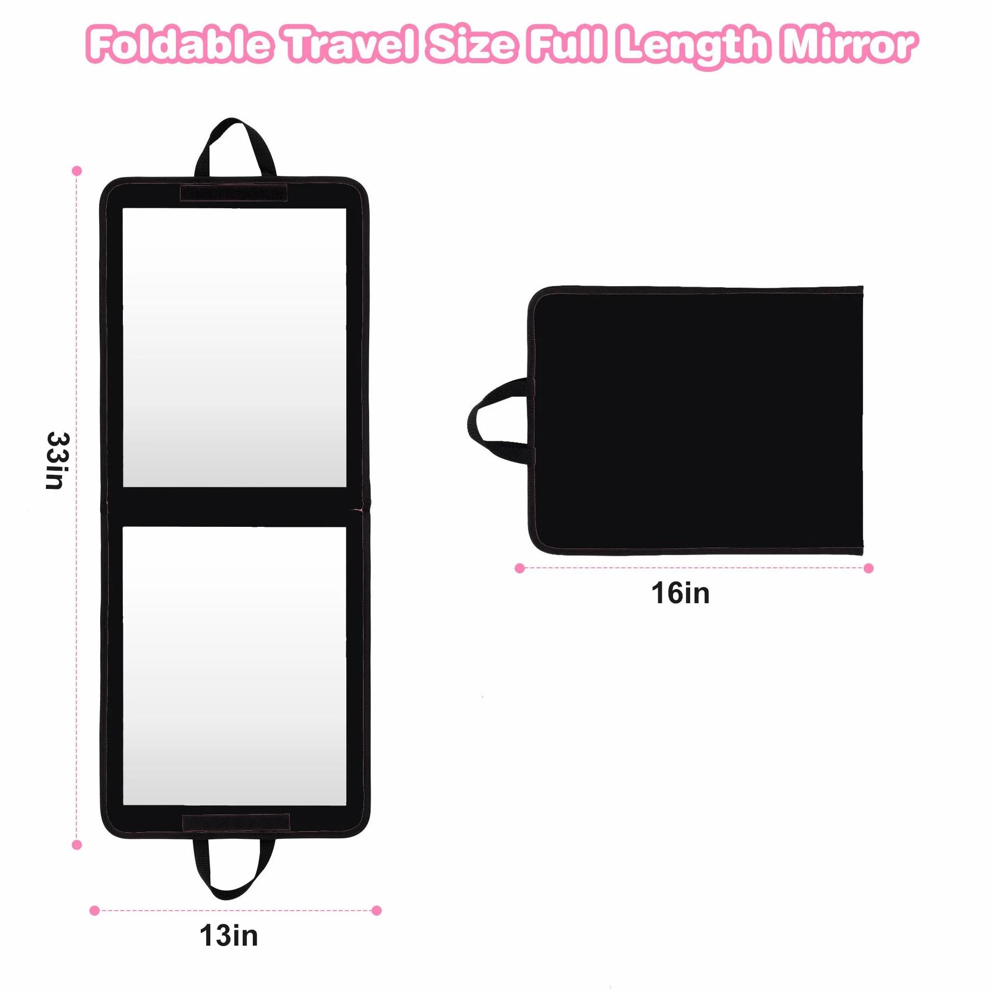 LPHUMEX Miroir Pliable Pleine Longueur 81,3 x 33 cm Noir Miroir de Voyage Suspendre