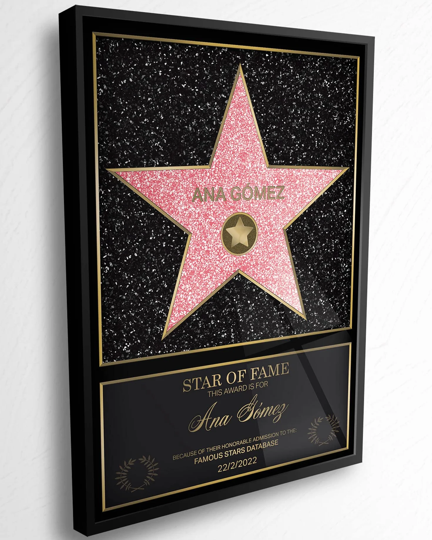 Panorama Étoile de la Renommée 21x30 cm - Cadre Personnalisé Star du Cinéma - Certificat Walk of Fame - Cadeau Original