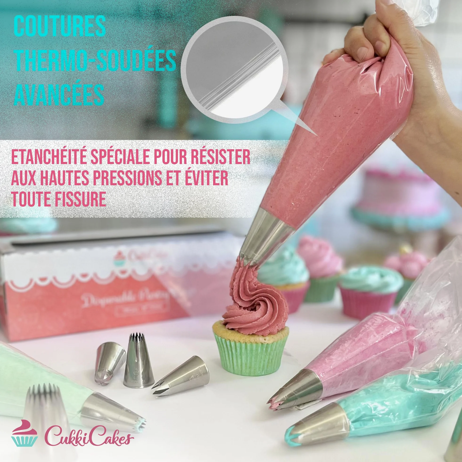 Poches à Douilles Jetables Professionnels 100 pièces 0.08mm Épais Recyclable 30 47 53cm