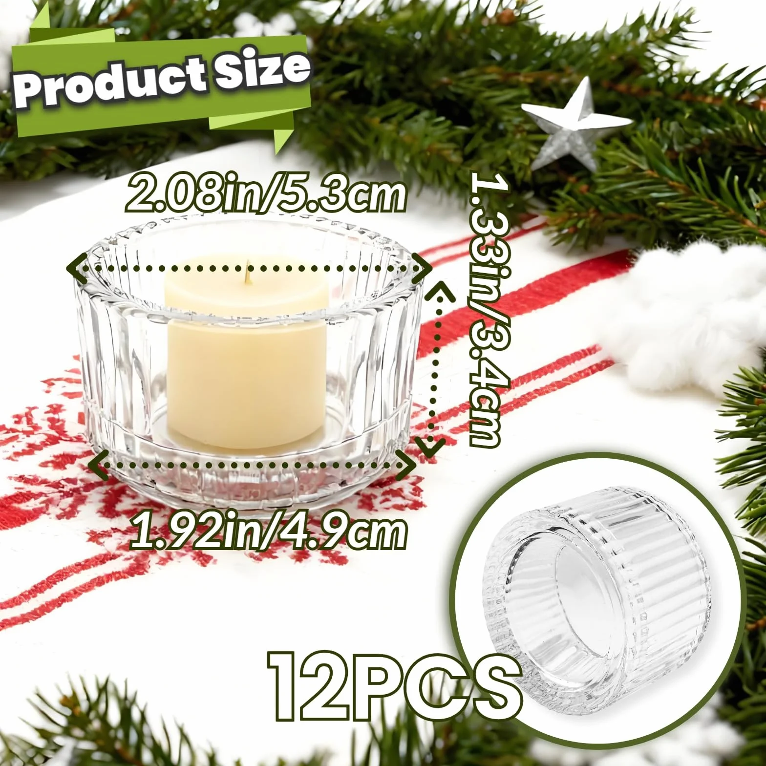 Bougeoirs Verre Transparent 5x3,5cm – Photophores Vintage pour Déco Mariage Noël