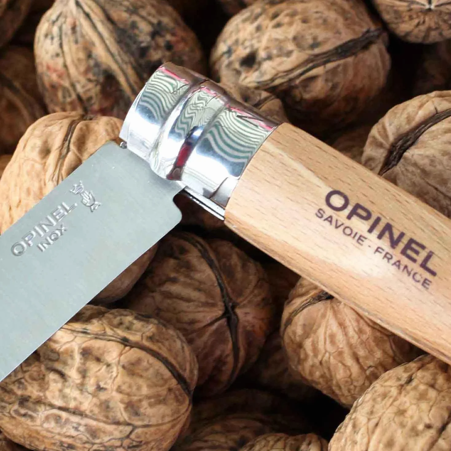 OPINEL Couteau N°9 Lame 9 cm Acier inoxydable Martensitique Manche hêtre Virobloc