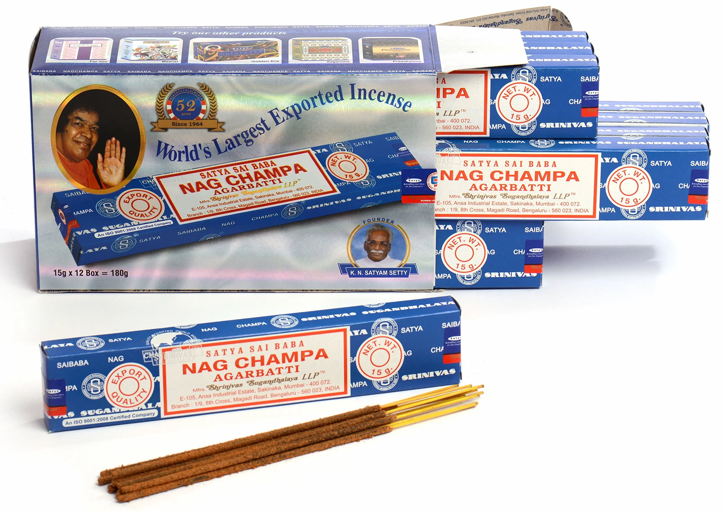 Nag Champa Encens Lot 12 Paquets 15 g 180 g Bleu