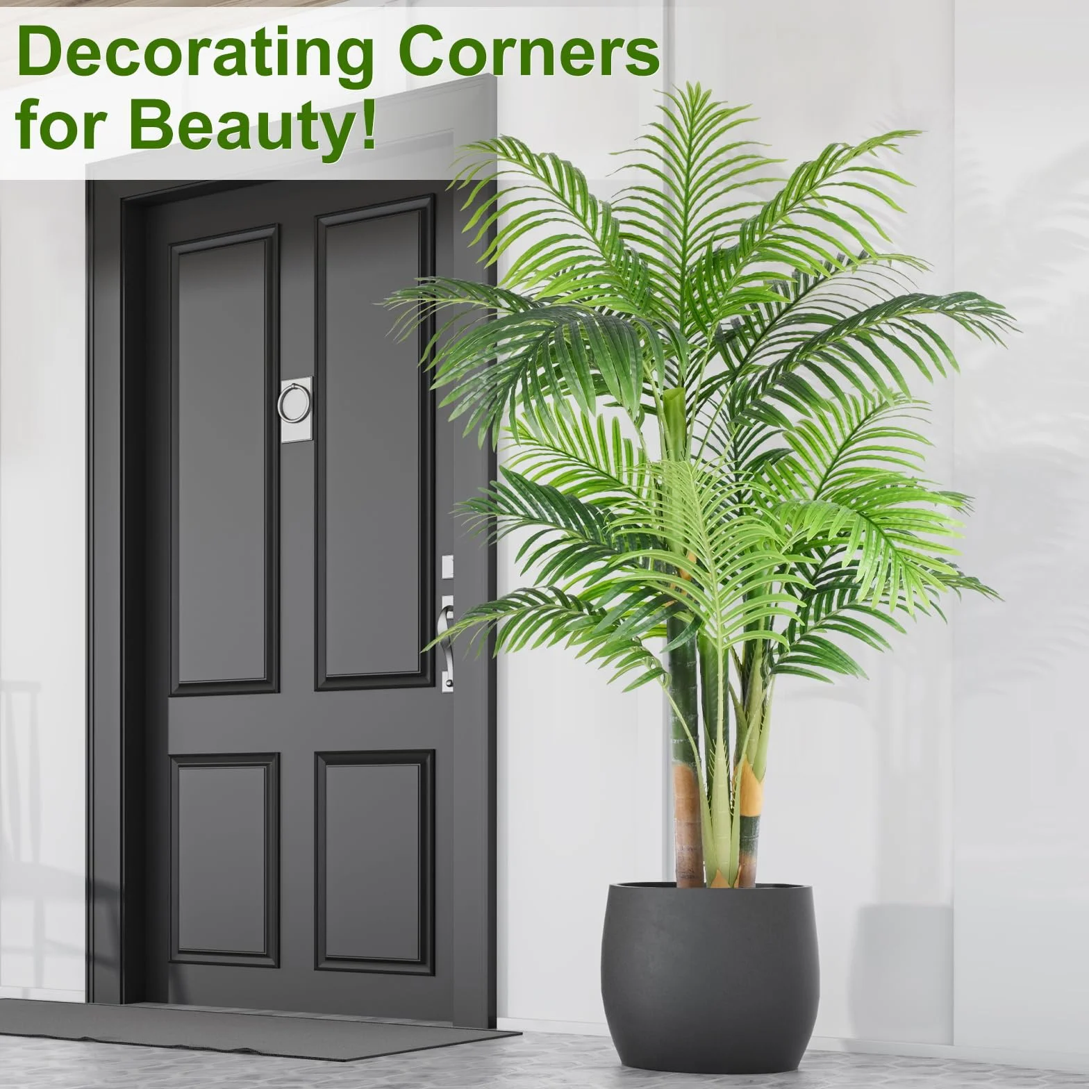 Palmier Artificiel Triple Doré 150cm Haute, Arbre Artificiel Exterieur Décoration Maison Jardin