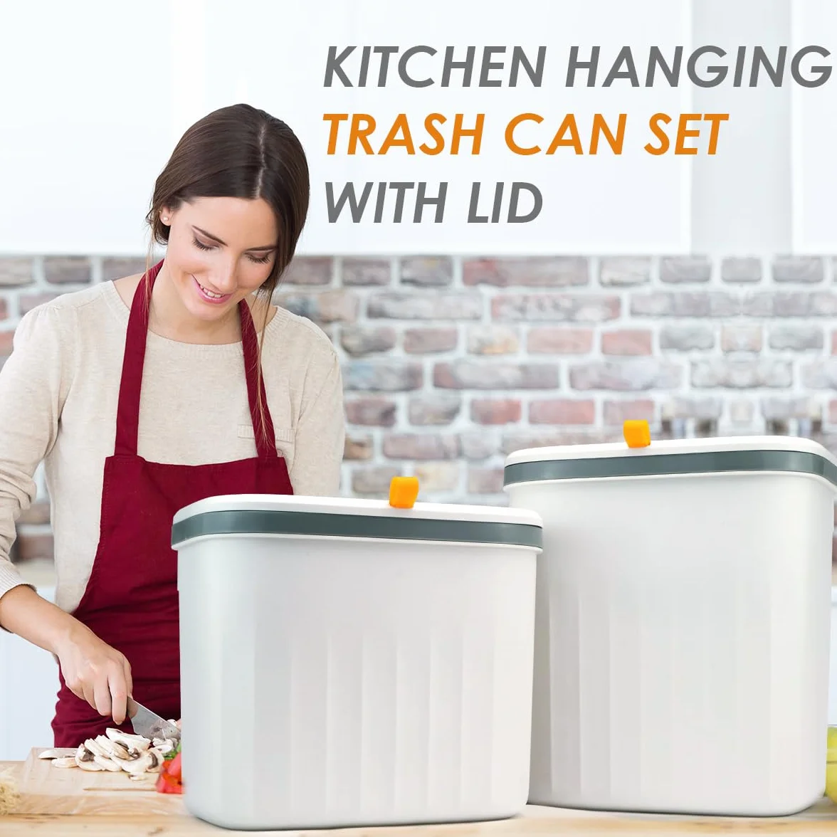 JUVEL Poubelle de cuisine suspendue 18 litres Polypropylène TPE anti-odeurs