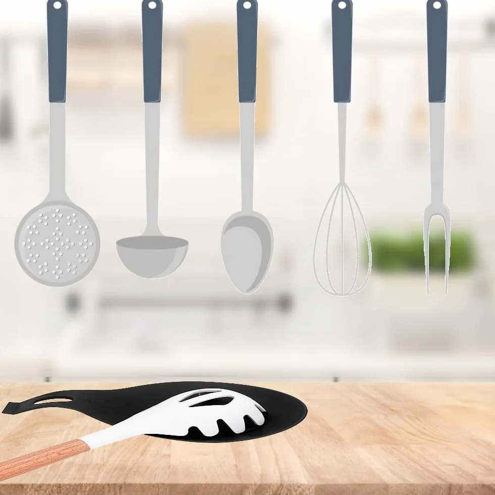 Repose Cuillère en Silicone, Porte-Cuillère de Cuisine, Ustensile