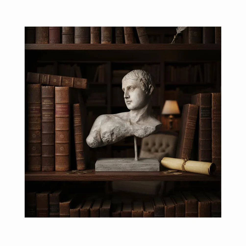 Statue décorative buste grec romain sculpture classique ancienne en résine effet pierre 28 cm