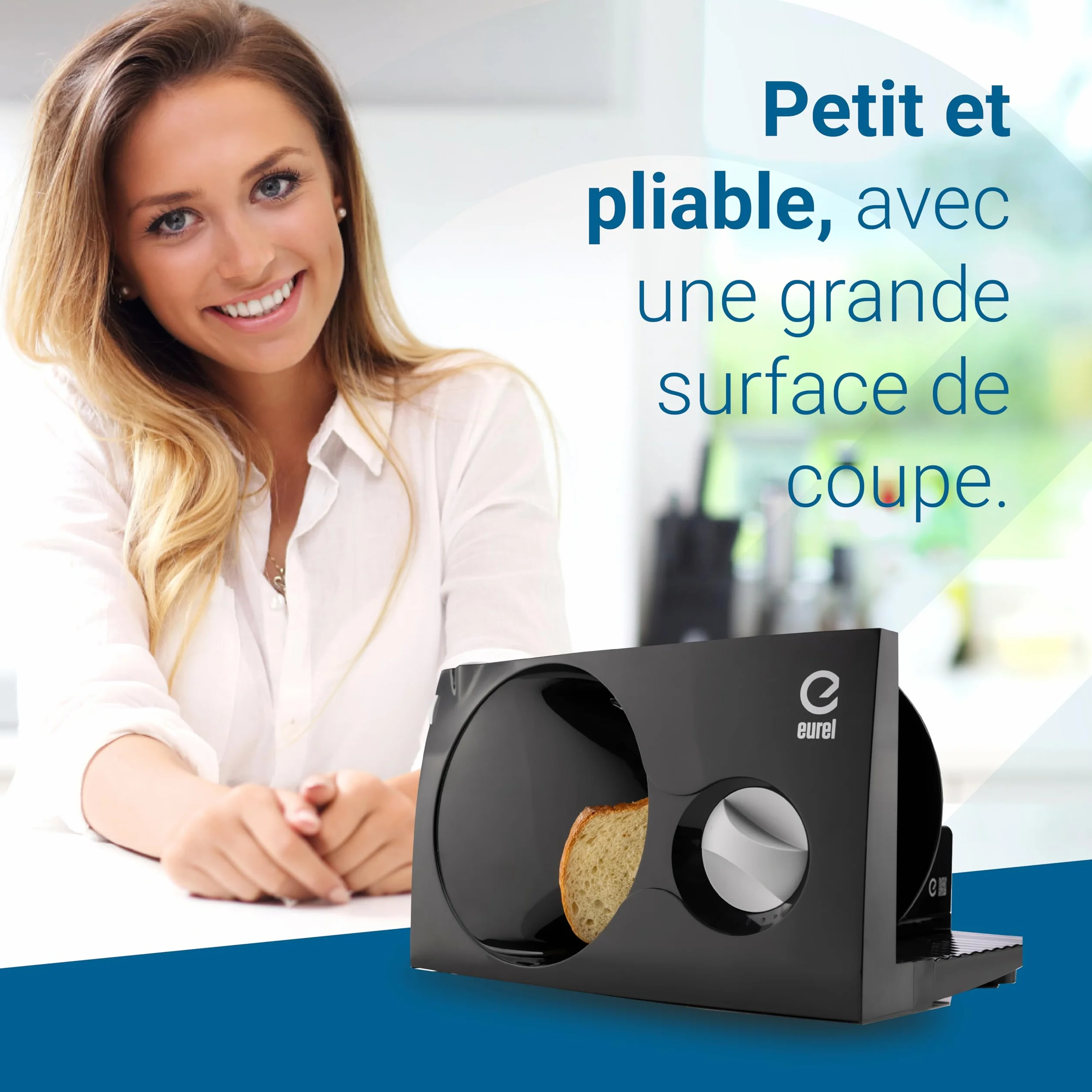 EUREL RS42 Trancheuse Électrique Noire Lame Inox Ø170 mm Épaisseur Réglable 0-17 mm Moteur CC EcoDrive 80 W