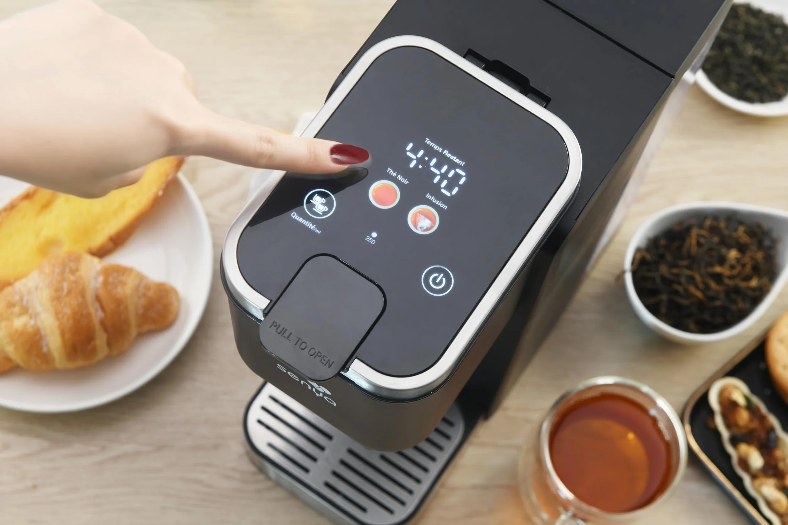 SENYA Machine à thé Tea Time Pro 1,2 L 1000W Écran tactile Détartrage automatique