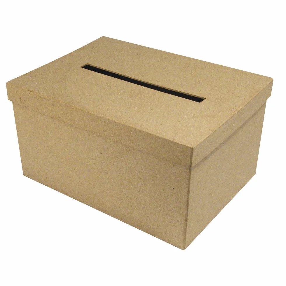Rayher Urne en papier mâché rectangulaire 30x21x15cm FSC Rec.100% avec couvercle amovible fente
