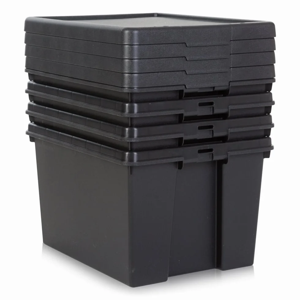 Wham Bam Lot de 2 boîtes de recyclage 45 litres avec couvercle 49 x 39,5 x 32 cm Noir