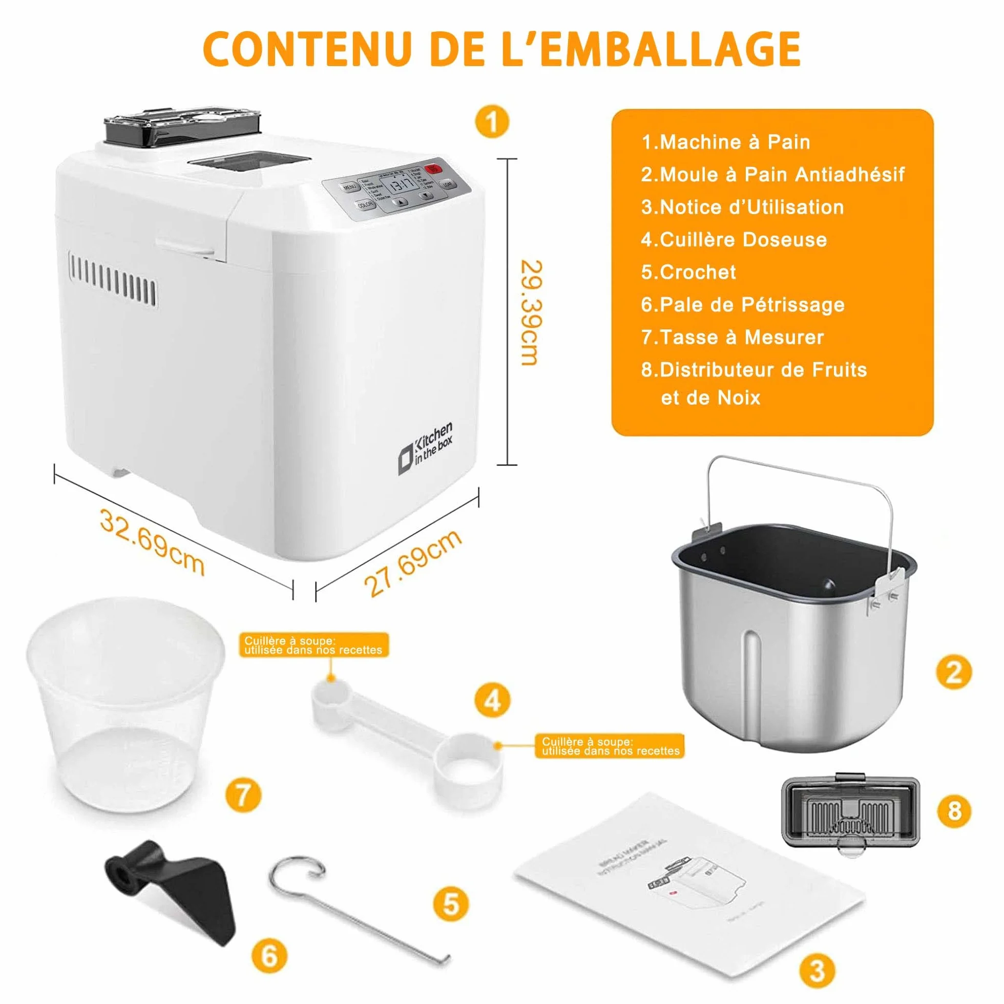 Machine à Pain 12 Programmes Automatiques Cuisson 360° Sans Gluten Pâte à Pizza Gâteau Confiture