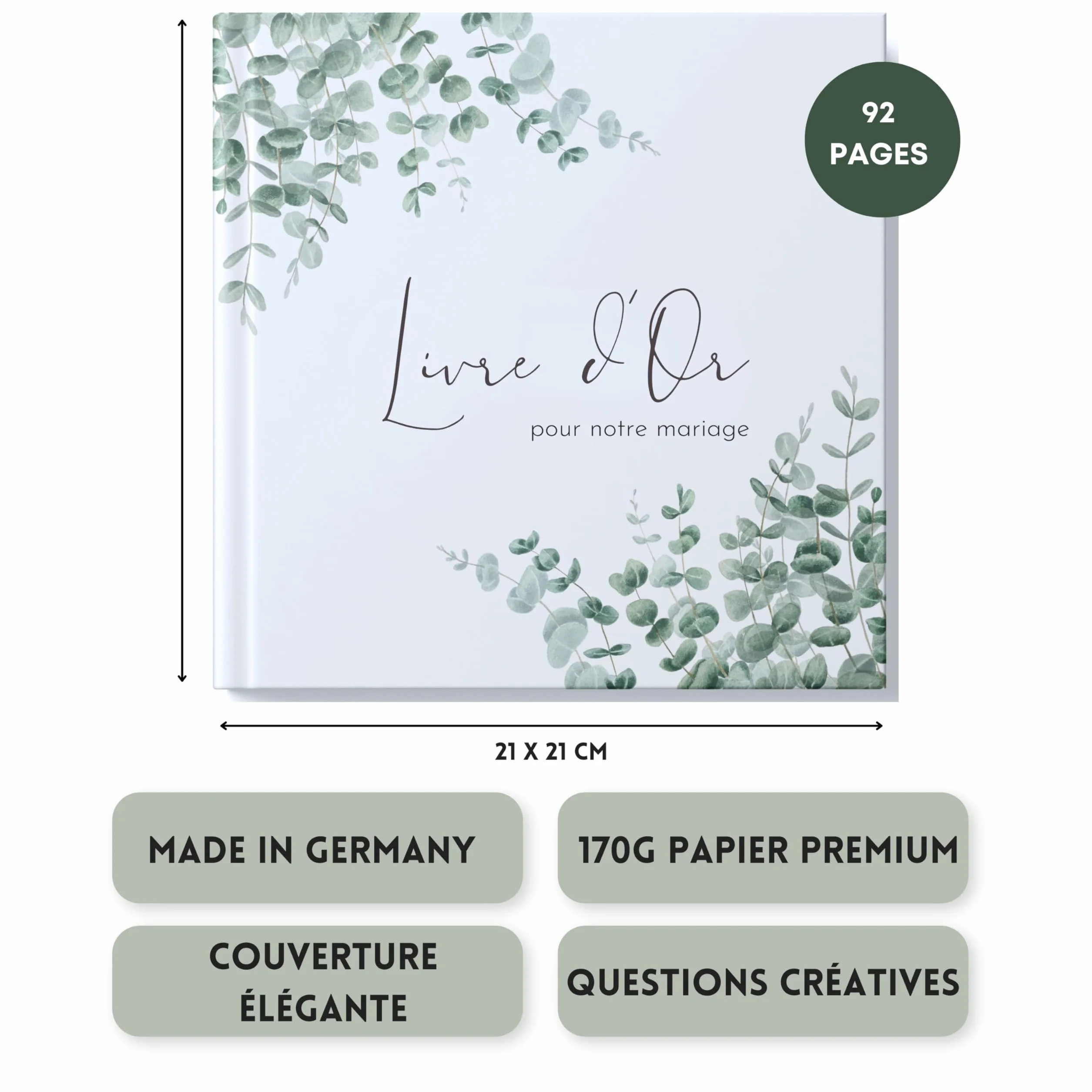 Livre d'or Mariage Haute qualité Questions à remplir 44 Pages Doubles