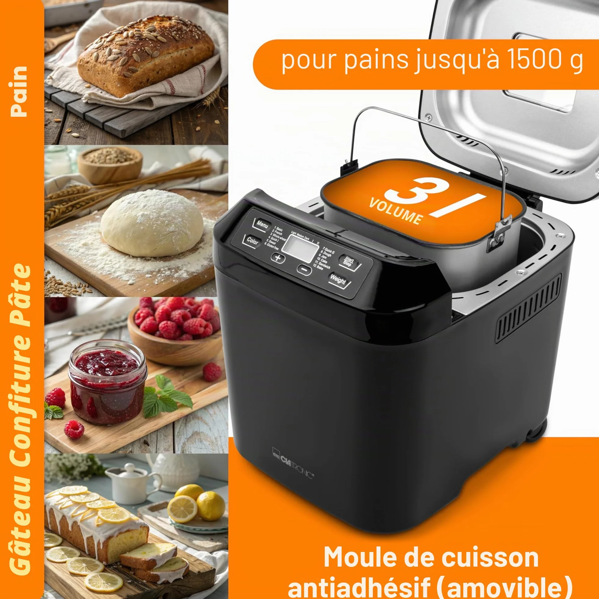 Clatronic BBA 3774 Machine à pain 12 programmes automatique