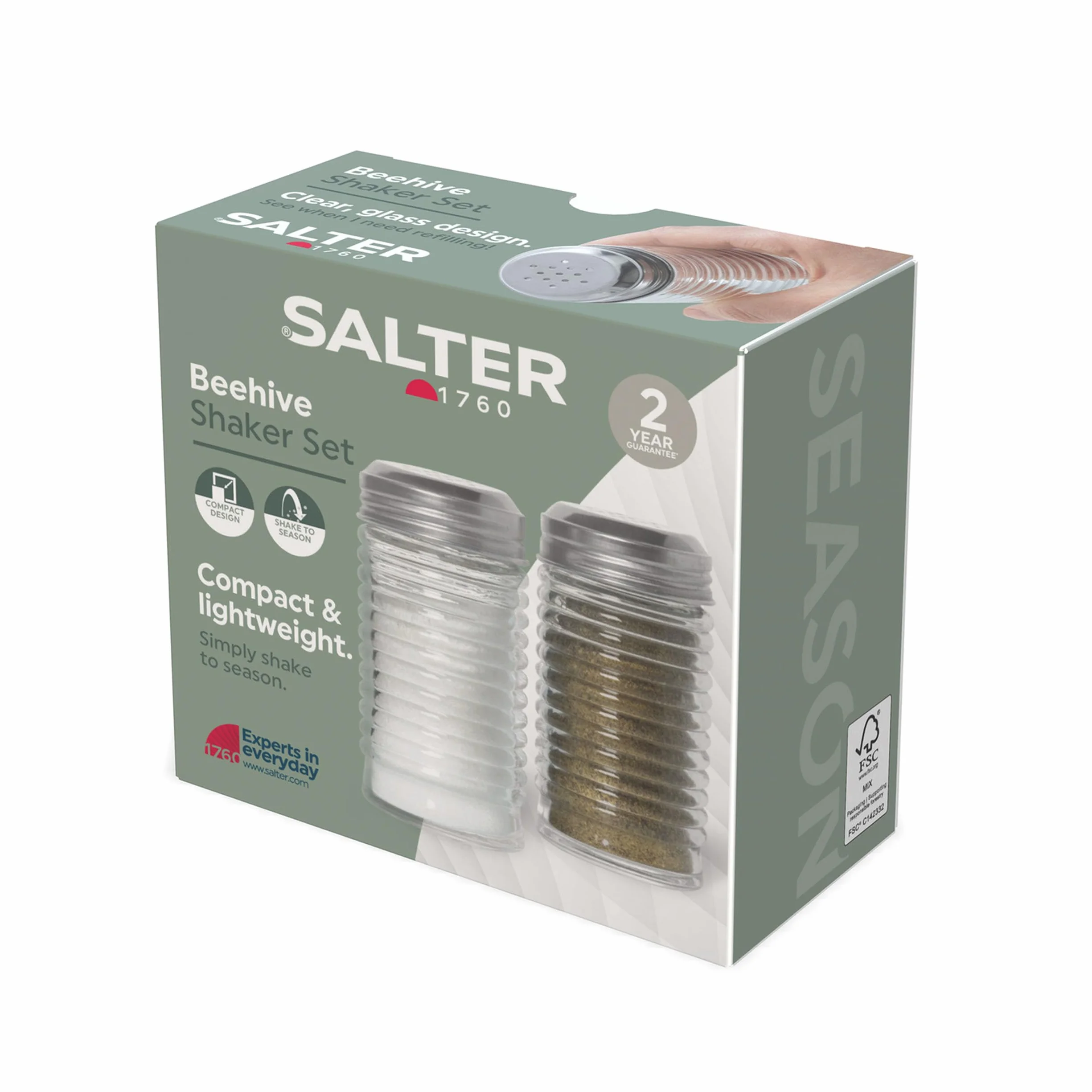 Salter 751 CLXR Ensemble Salière et Poivrière en Verre Sodocalcique, Lot de 2