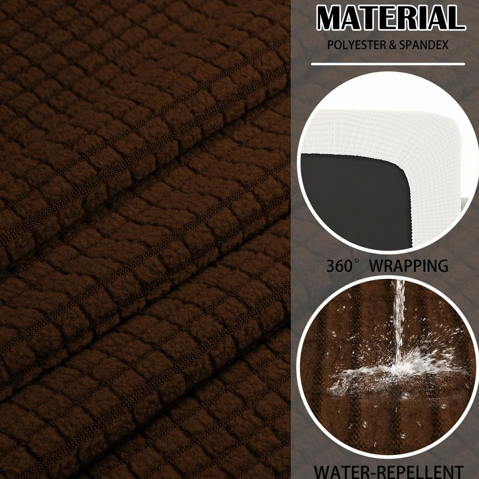 Housse De Coussin Caravaning Imperméable Antidérapante Banquette L130-160cm W40-65cm Marron foncé