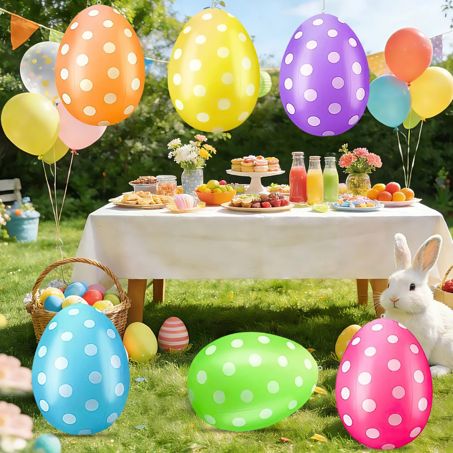Oeufs de Pâques Gonflables 40 cm Décorations Géants pour Jardin Pelouse