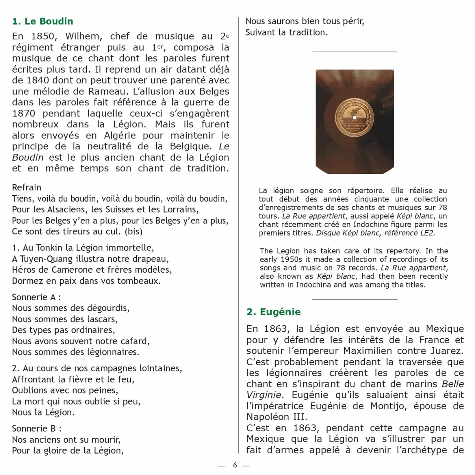 Chants des légionnaires