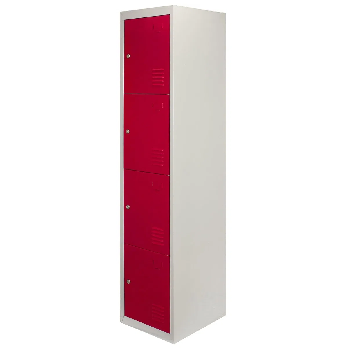 Monster Shop Armoire de rangement en métal verrouillable pour bureau, personnel, salle de sport, école, changement, armoire de rangement industrielle en acier commercial, rouge et gris, 4 portes