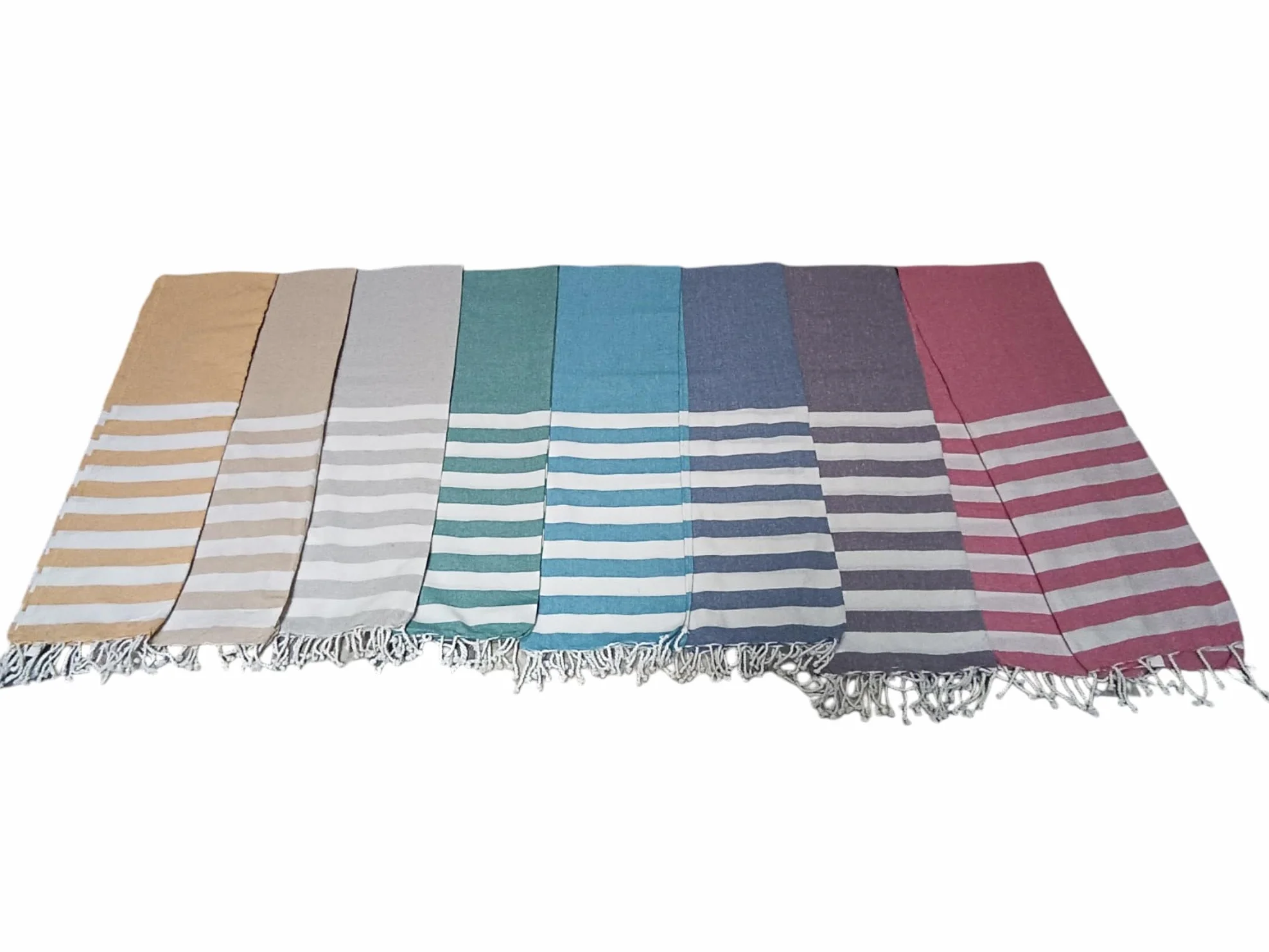Atout Ciel Serviette de Plage Fouta Rayée avec Franges 90 x 180 cm Marine
