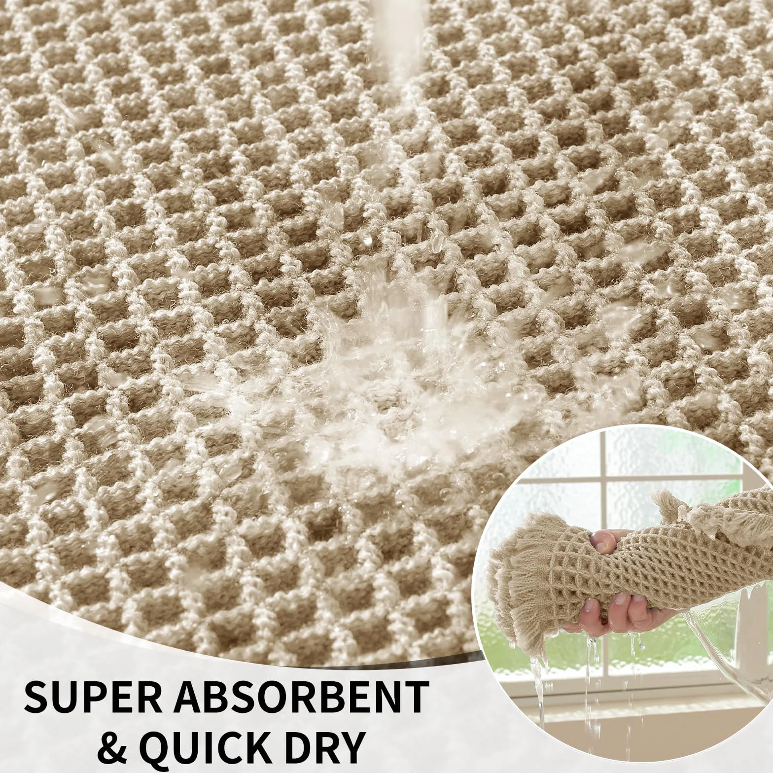 Tapis De Bain Antiderapant 50x80cm Absorbant l'eau Lavable en Machine Marron