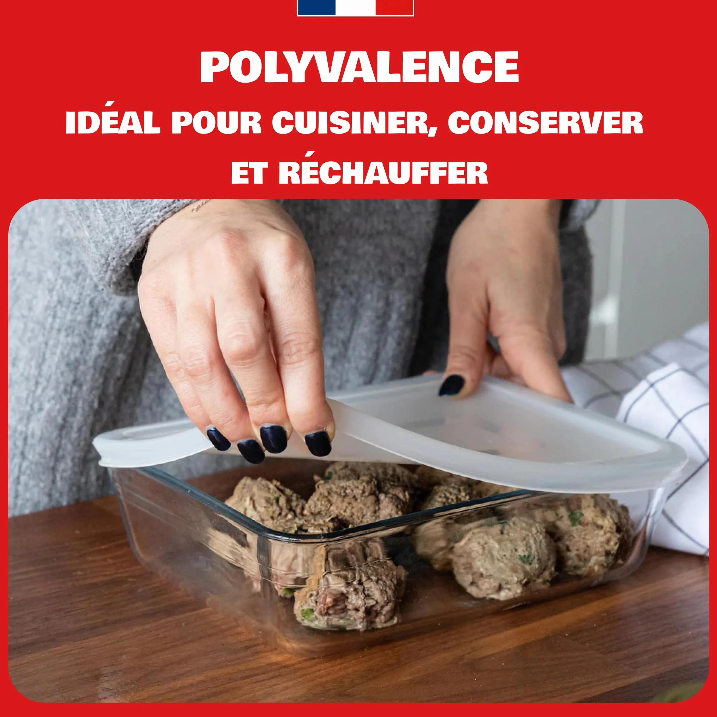 Pyrex Boîte de Conservation Rectangulaire 19x14 cm Verre borosilicate Plat à Four