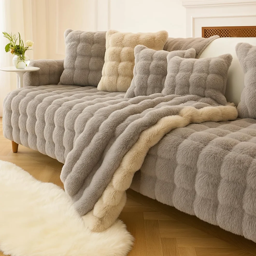 DreamNest Veta Housse de Canapé Fausse Fourrure 70x90cm Polyester Antidérapante