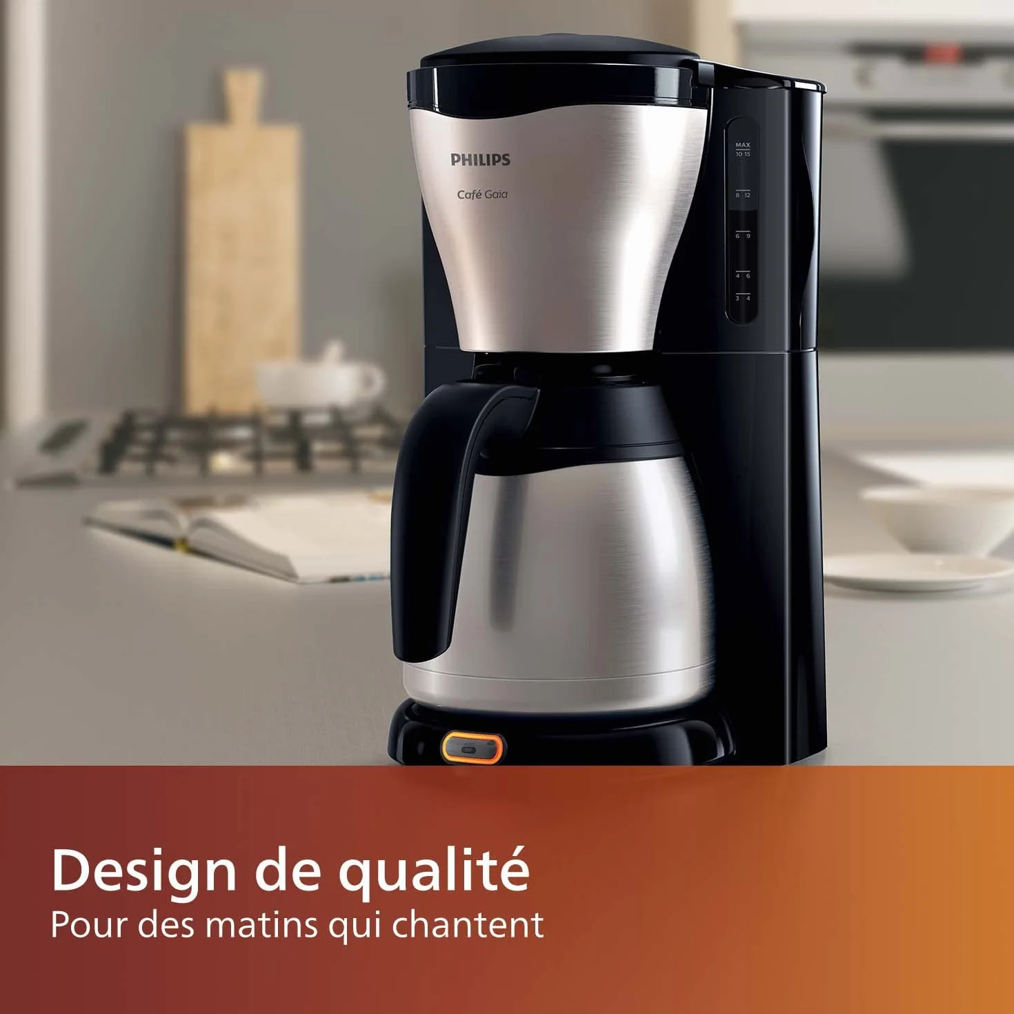Philips Machine à Café Filtre 1.2 L 15 Tasses Inox Argent/Noir HD7546/20