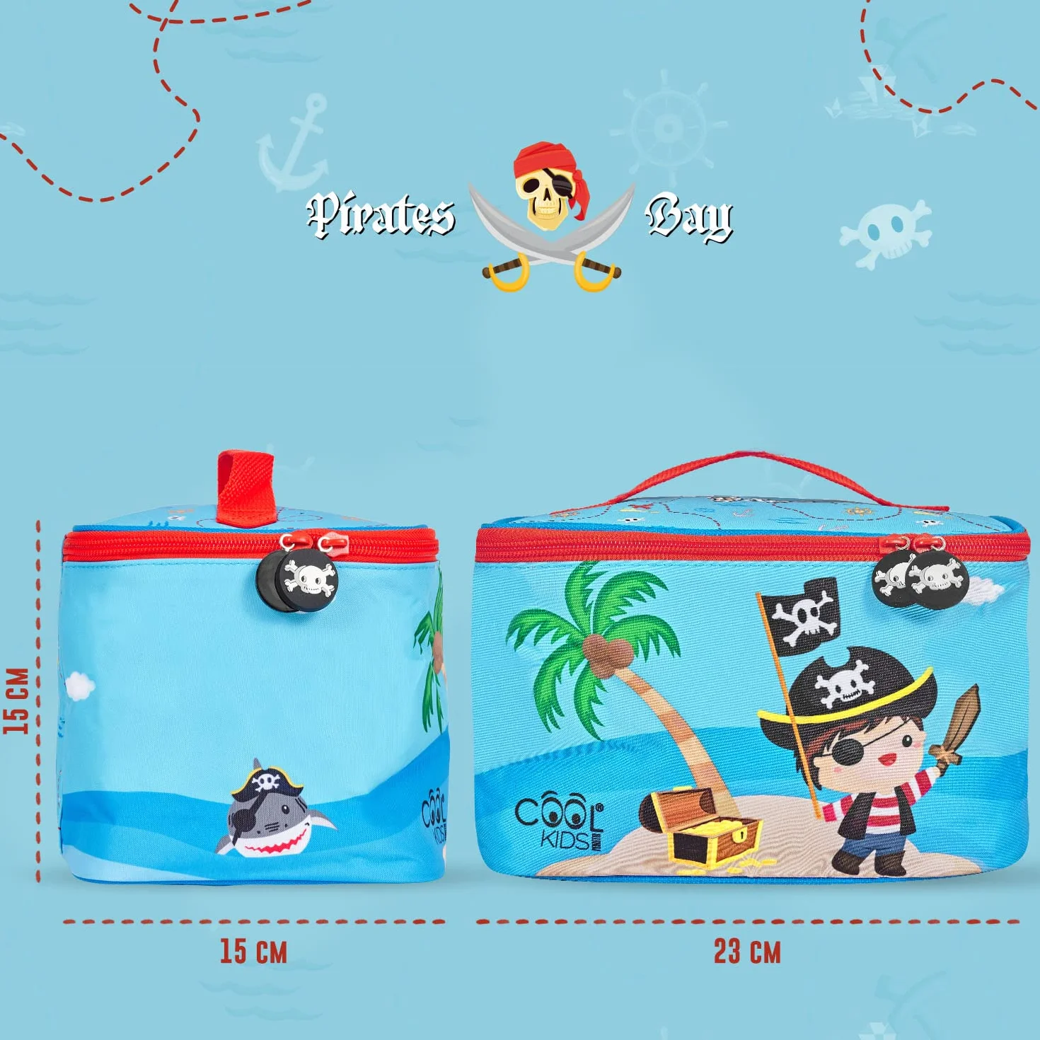 PERLETTI Boite a Gouter Enfant Imprimé Pirates 15x23x15cm Sac Isotherme Repas Lavable Ecole