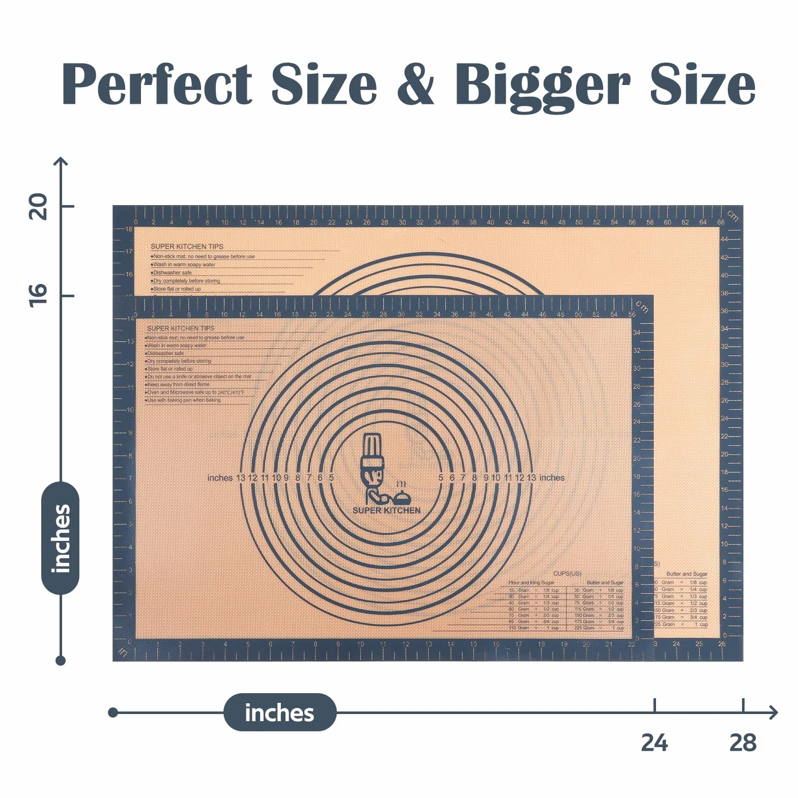 Tapis à Pâtisserie en Silicone Antidérapant 71×51cm avec Grattoir à Pâte Gris