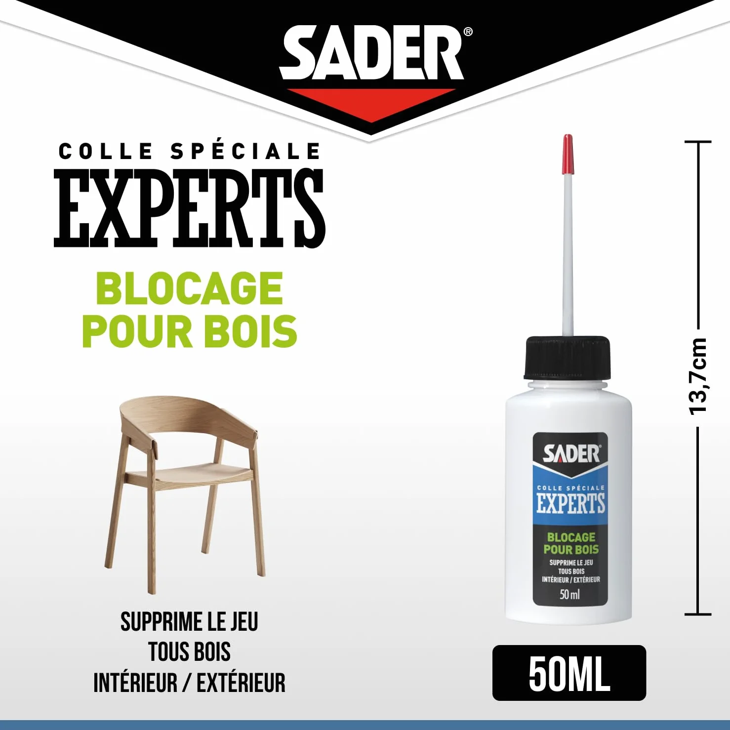 Sader Colle Bois Bloquage 50ml Blister Blanc