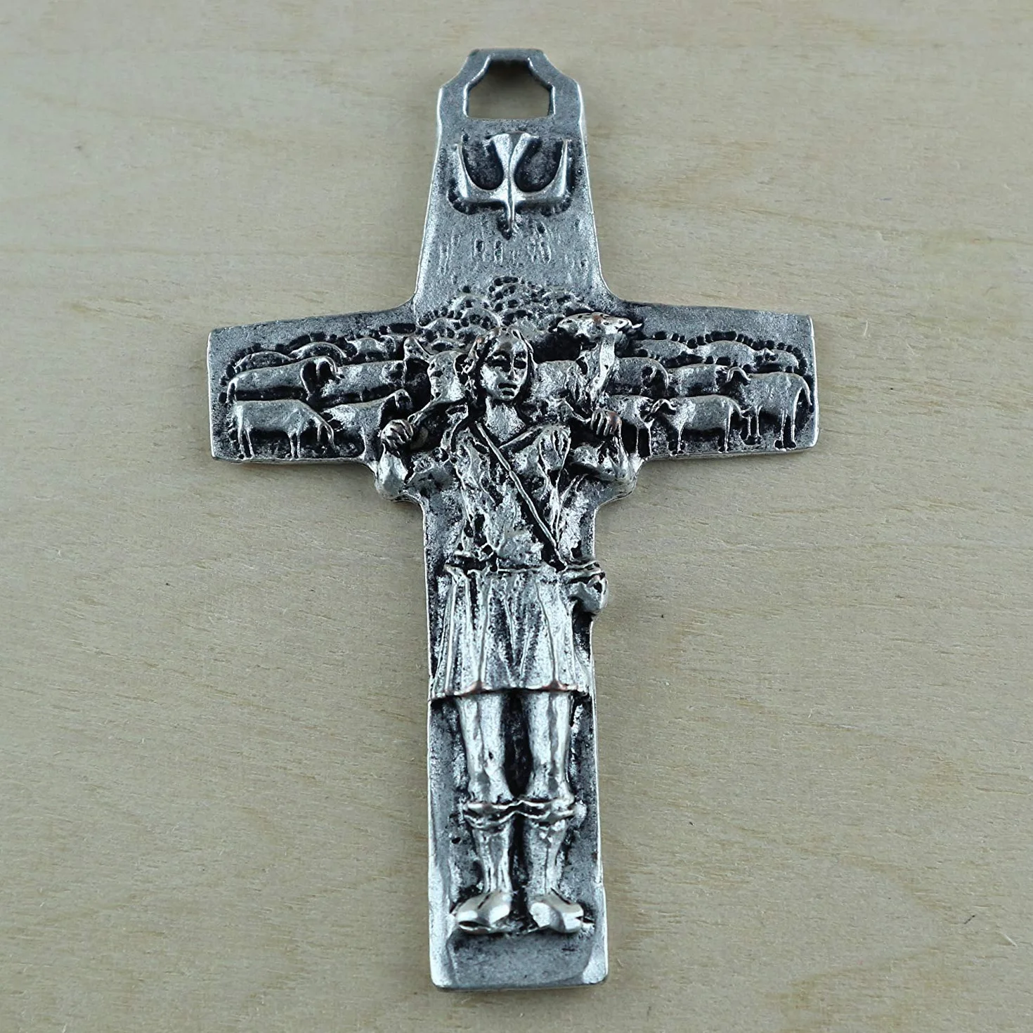 Eurofusioni Croix du Bon Pasteur plaqué argent H 7,2 cm