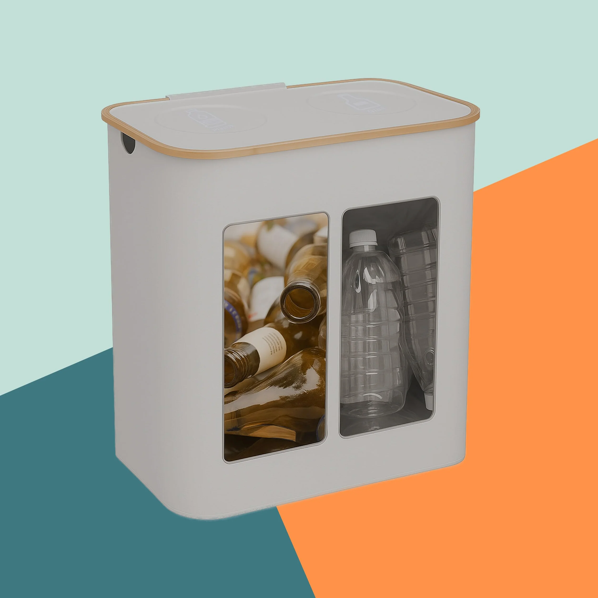 Relaxdays Récipient de Collecte des Bouteilles 140 L 60 Bouteilles 2 Sacs Amovibles Beige