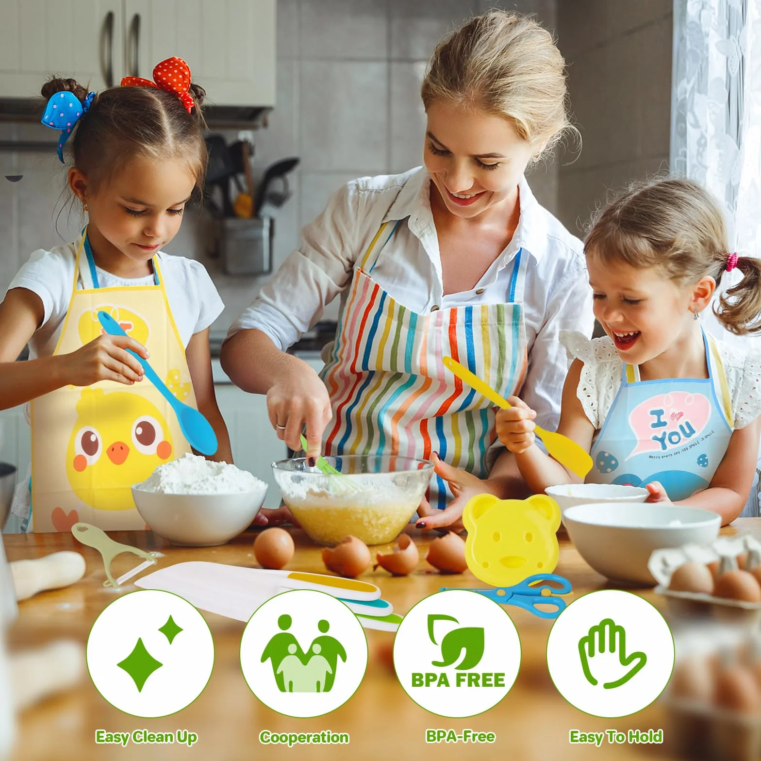 Montessori Lot de 43 couteaux pour enfants Ustensiles de cuisine en plastique 3-12 ans avec cutter