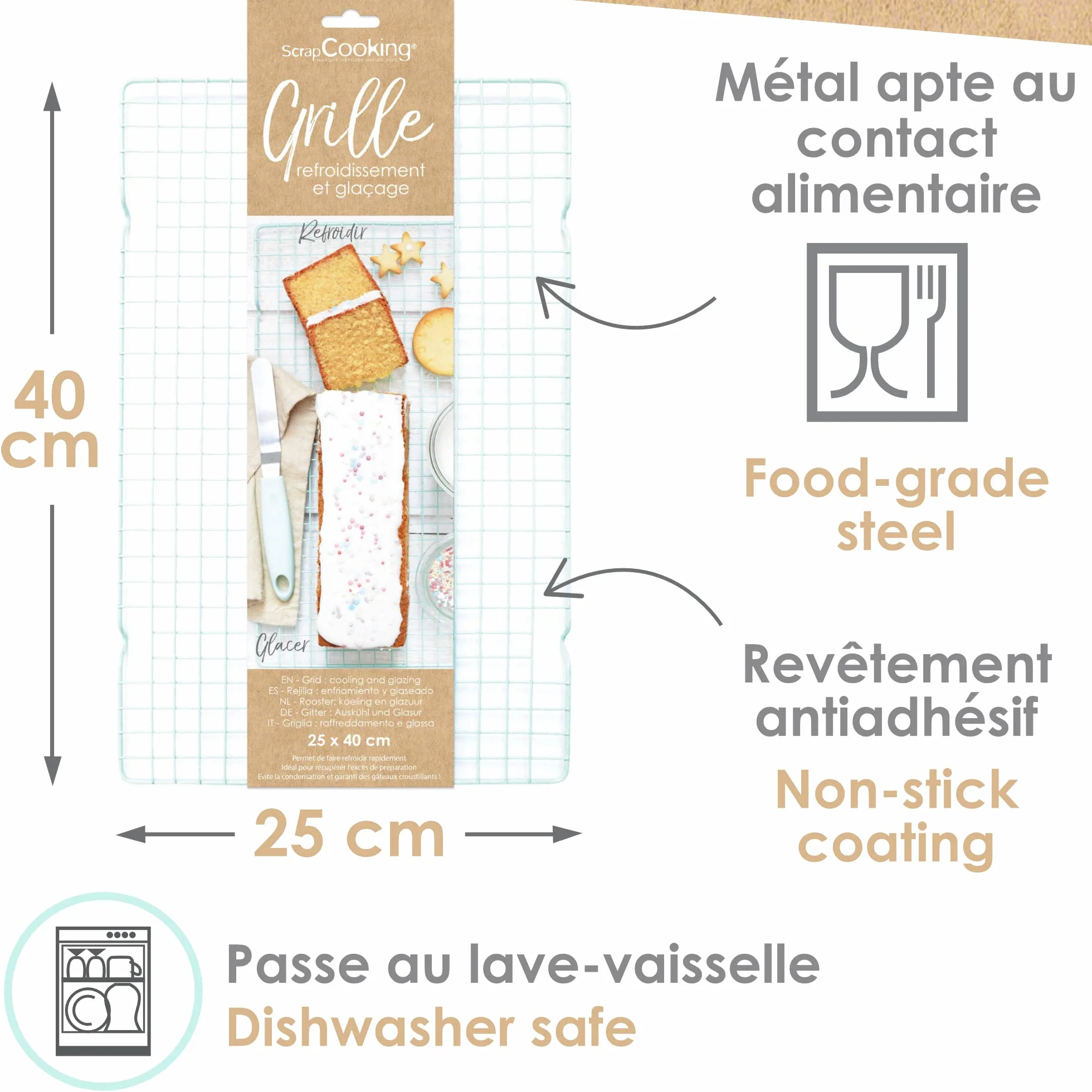 Grille à Pâtisserie de Refroidissement & Glaçage 25 x 40 cm Vert D'eau