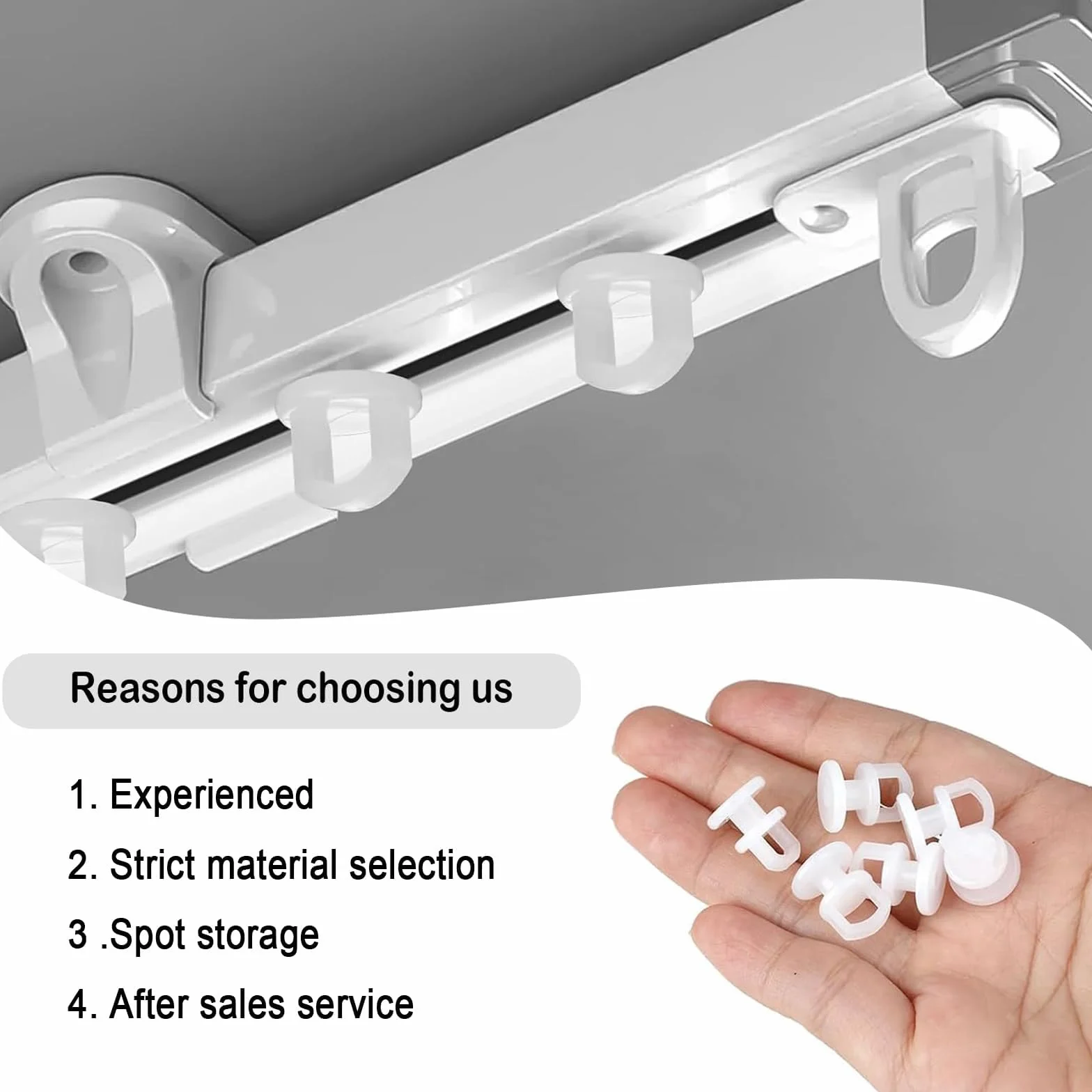 NIYATA 100Pcs Crochet de Rideau Rail Glisseur, Blanc pour Voitures, Bus et Autobus Scolaires