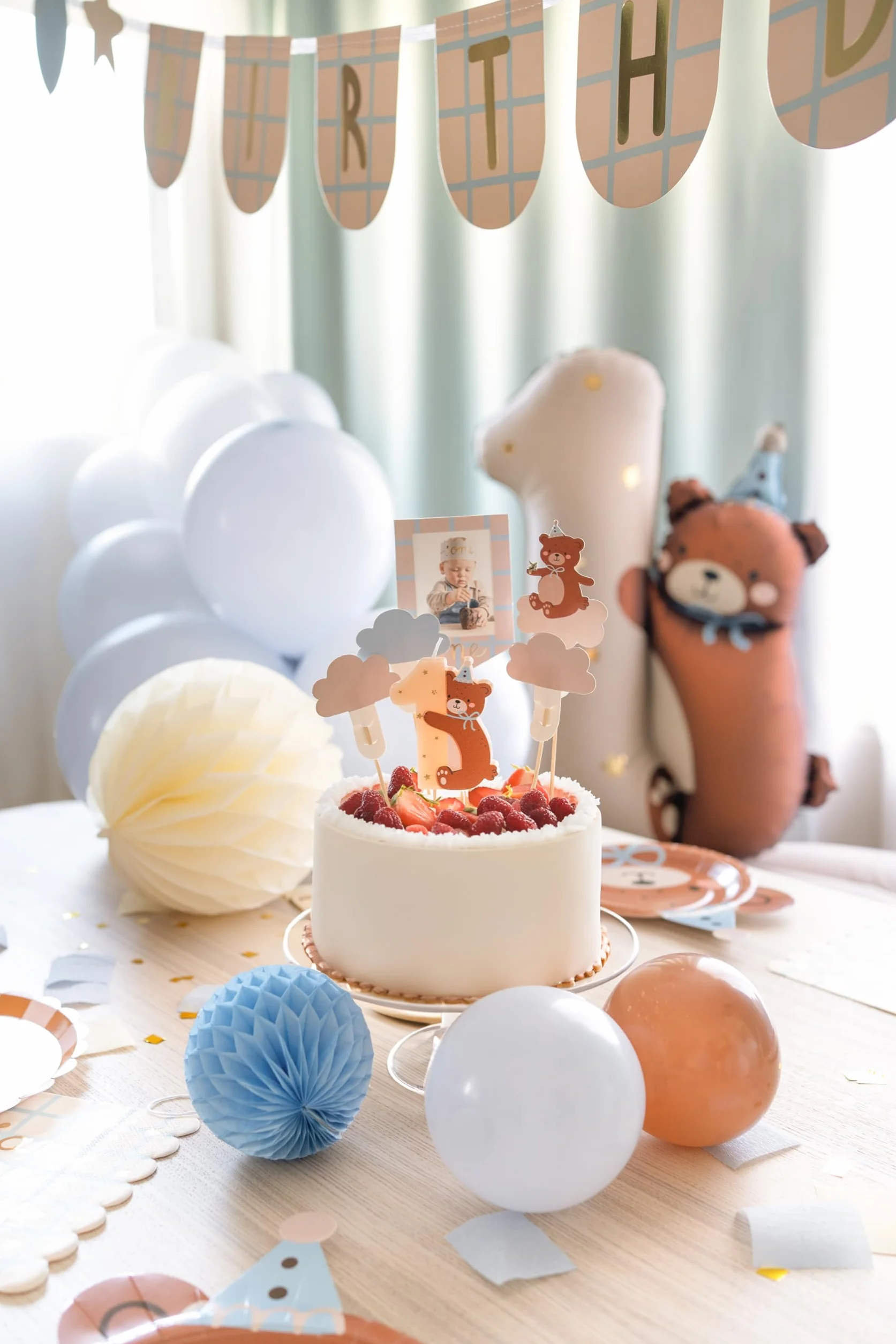 Bougeoir en forme de 1 avec ours premier anniversaire bougie pour gâteau