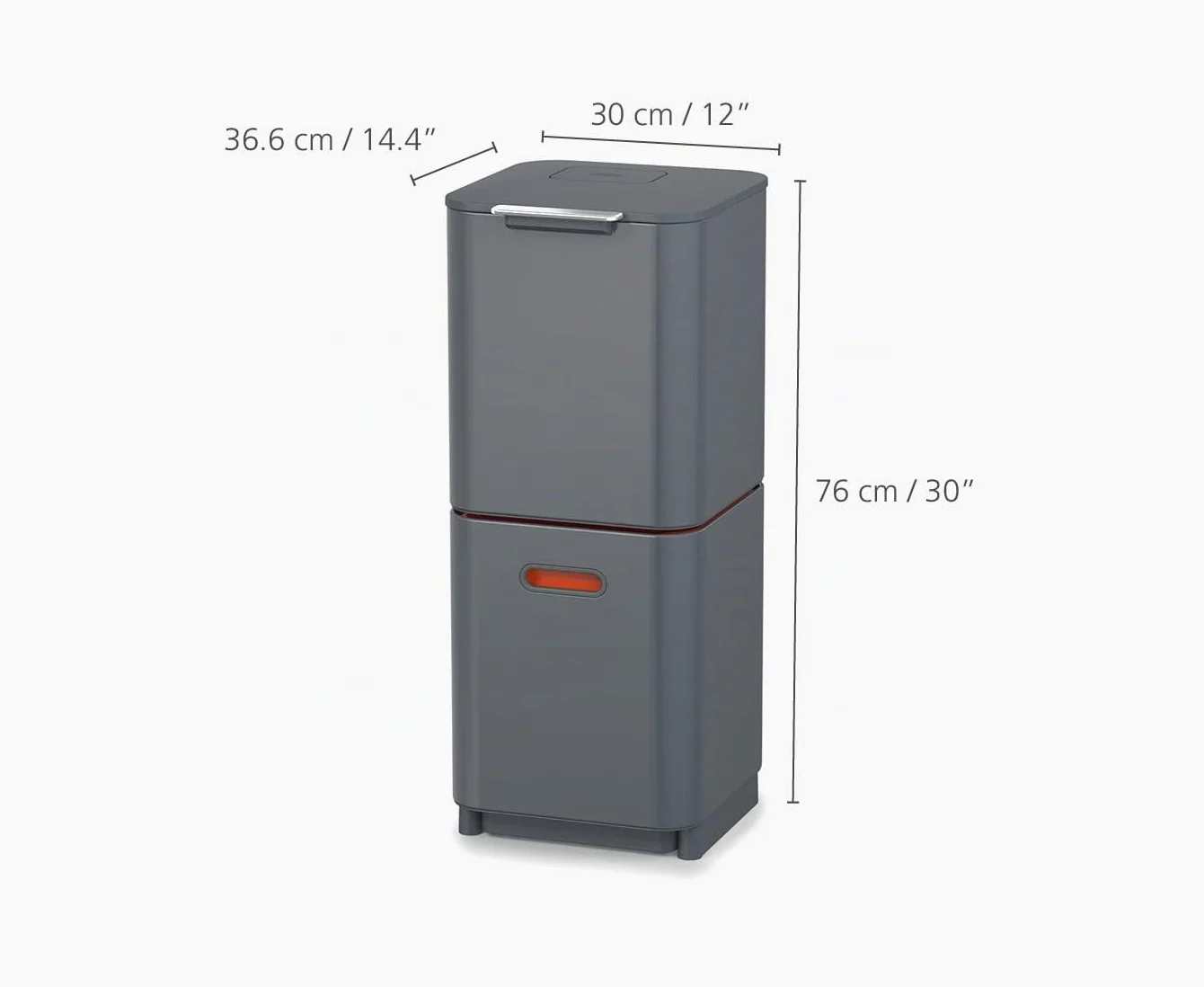 Joseph Joseph Totem Poubelle de cuisine 40L tri recyclage avec bac à compost filtre charbon actif Graphite