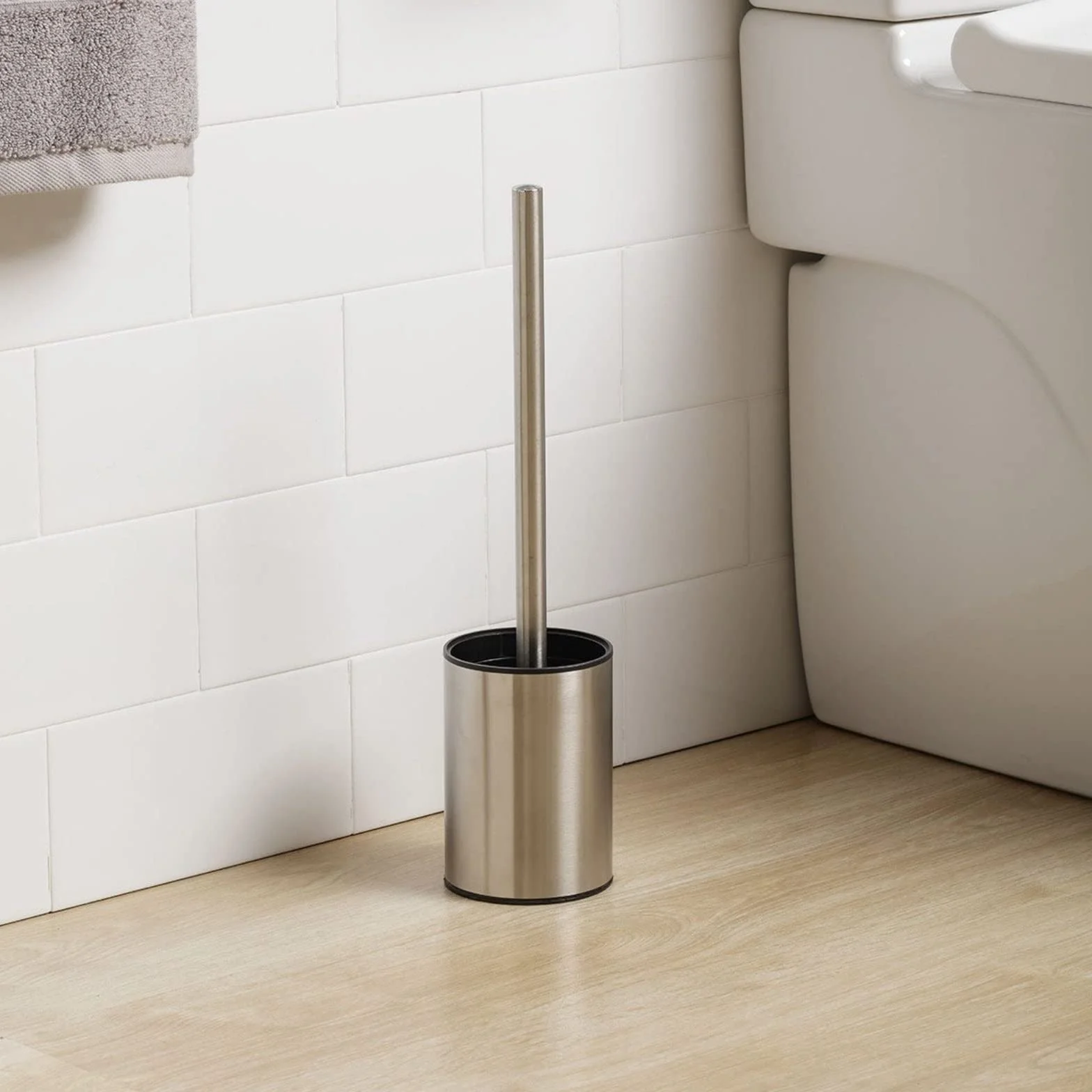 TATAY Brosse Toilettes WC Acier Inoxydable Satiné avec Récipient Intérieur 9 x 9 x 37 cm