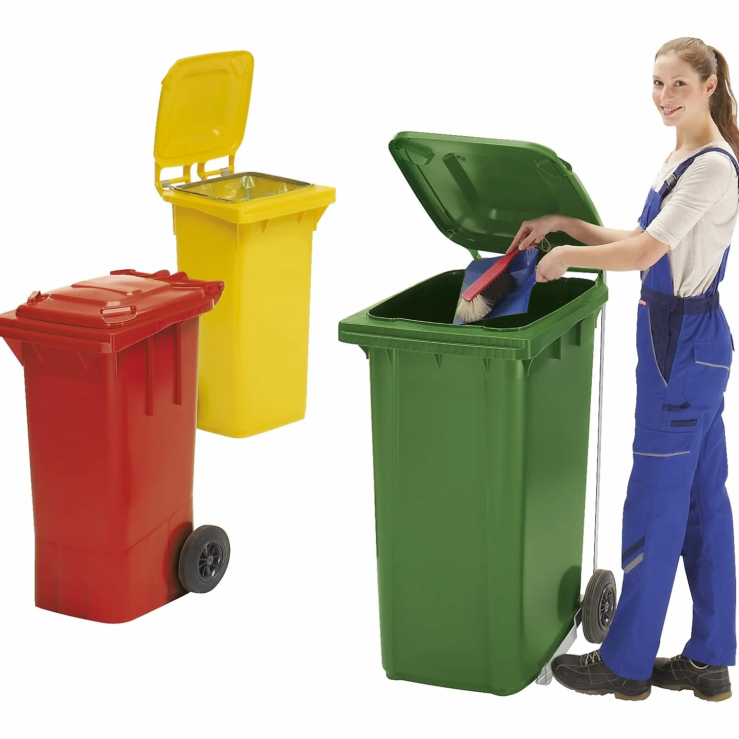 Eurokraft Pro Poubelle plastique DIN EN 840 120 L 505x1005x555 mm vert
