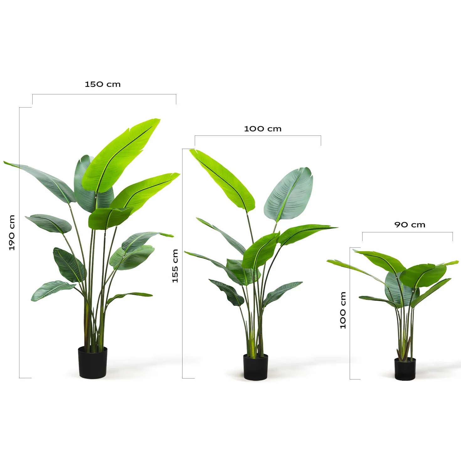 BLAINE Strelitzia 160cm Grande Plante Artificielle Réaliste pour Intérieur Extérieur
