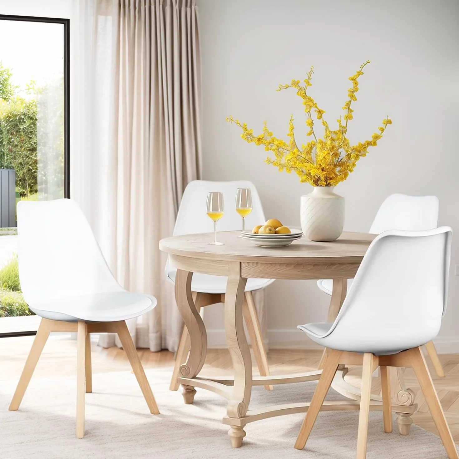 Chaises Salle à Manger Scandinave Lot de 4 Blanc