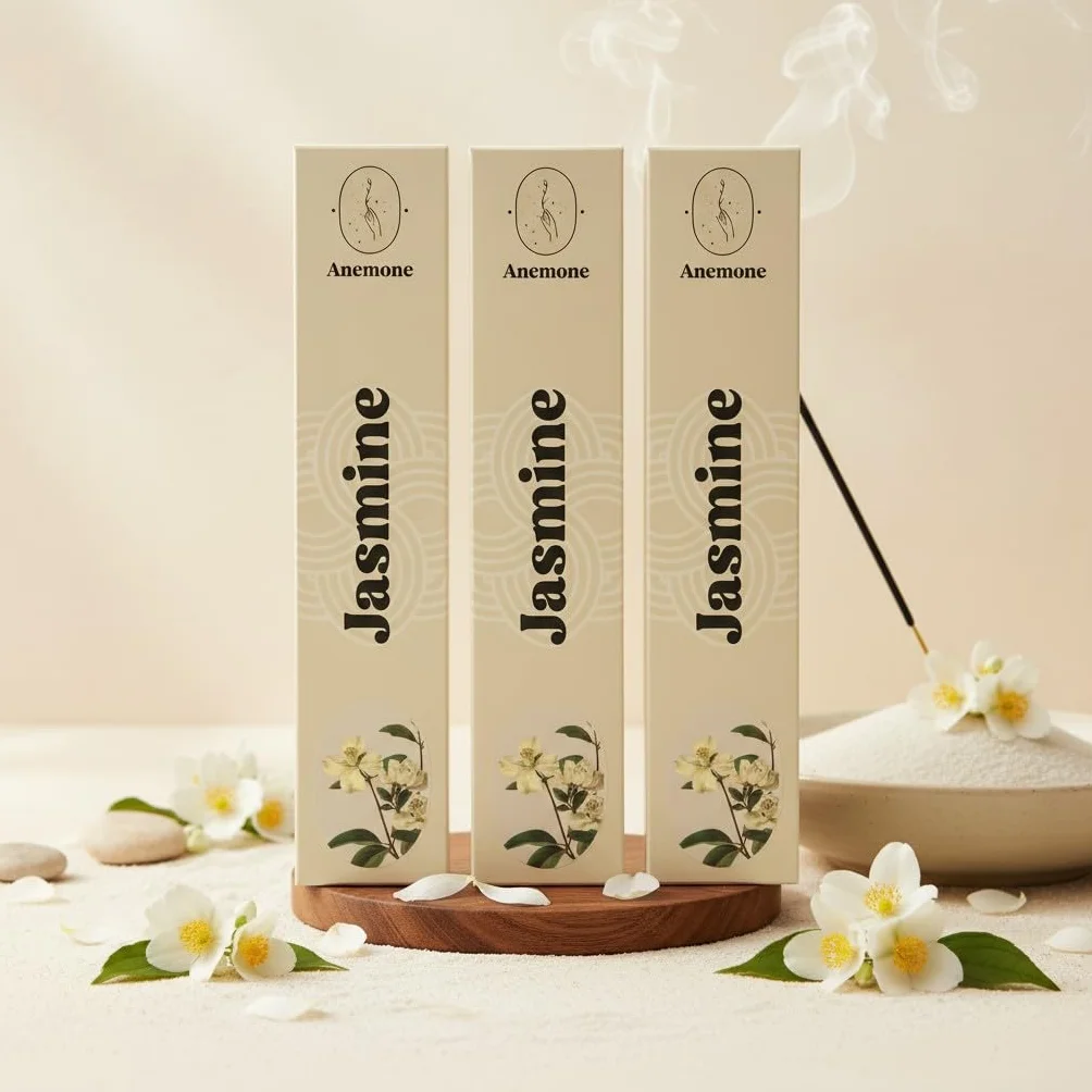 Encens Anemone 100% Naturel Artisanal Parfum Frais Purifiant Jasmin 3 Boîtes