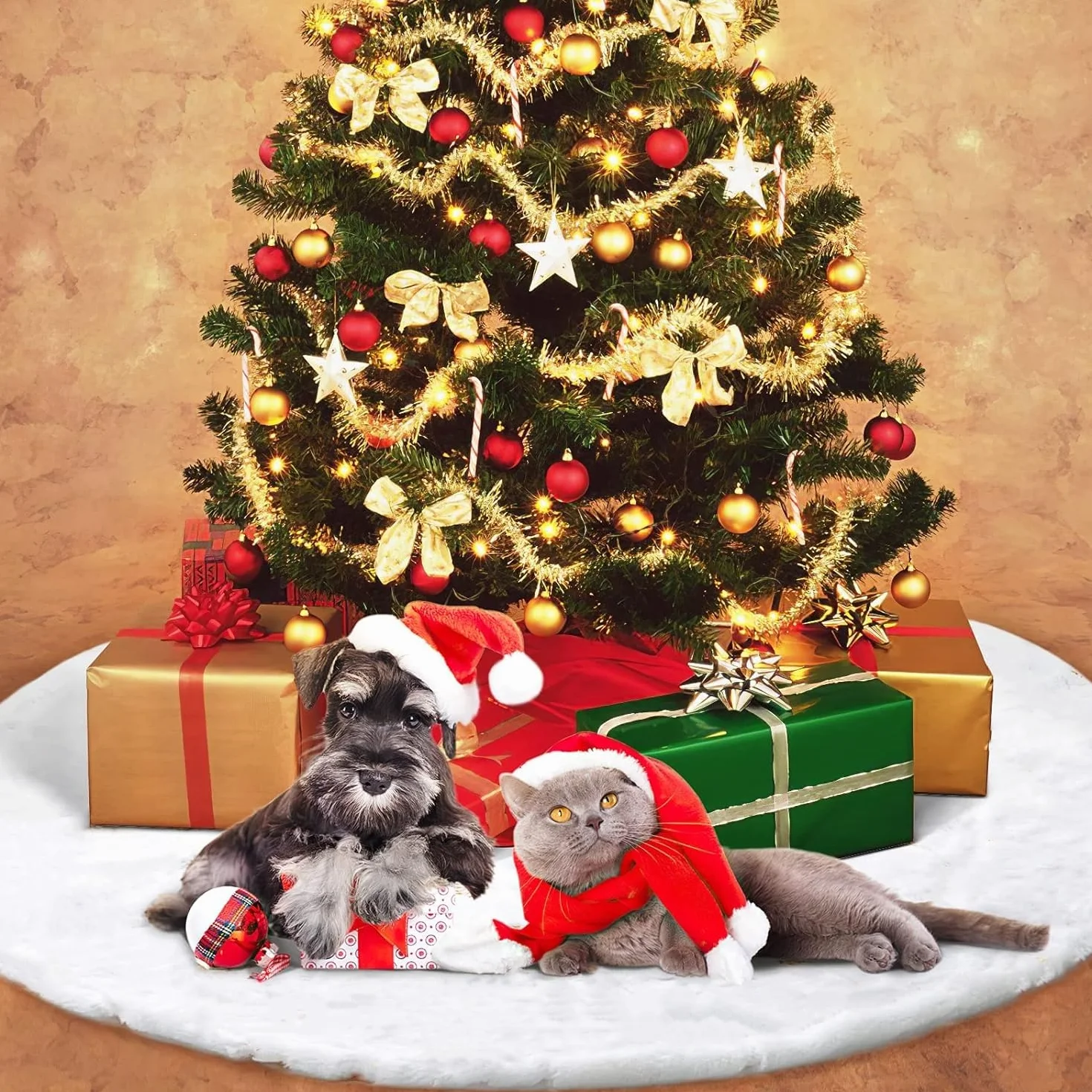 Jupe de Sapin Blanche 78cm Tapis en Peluche Couvre Pied de Noël