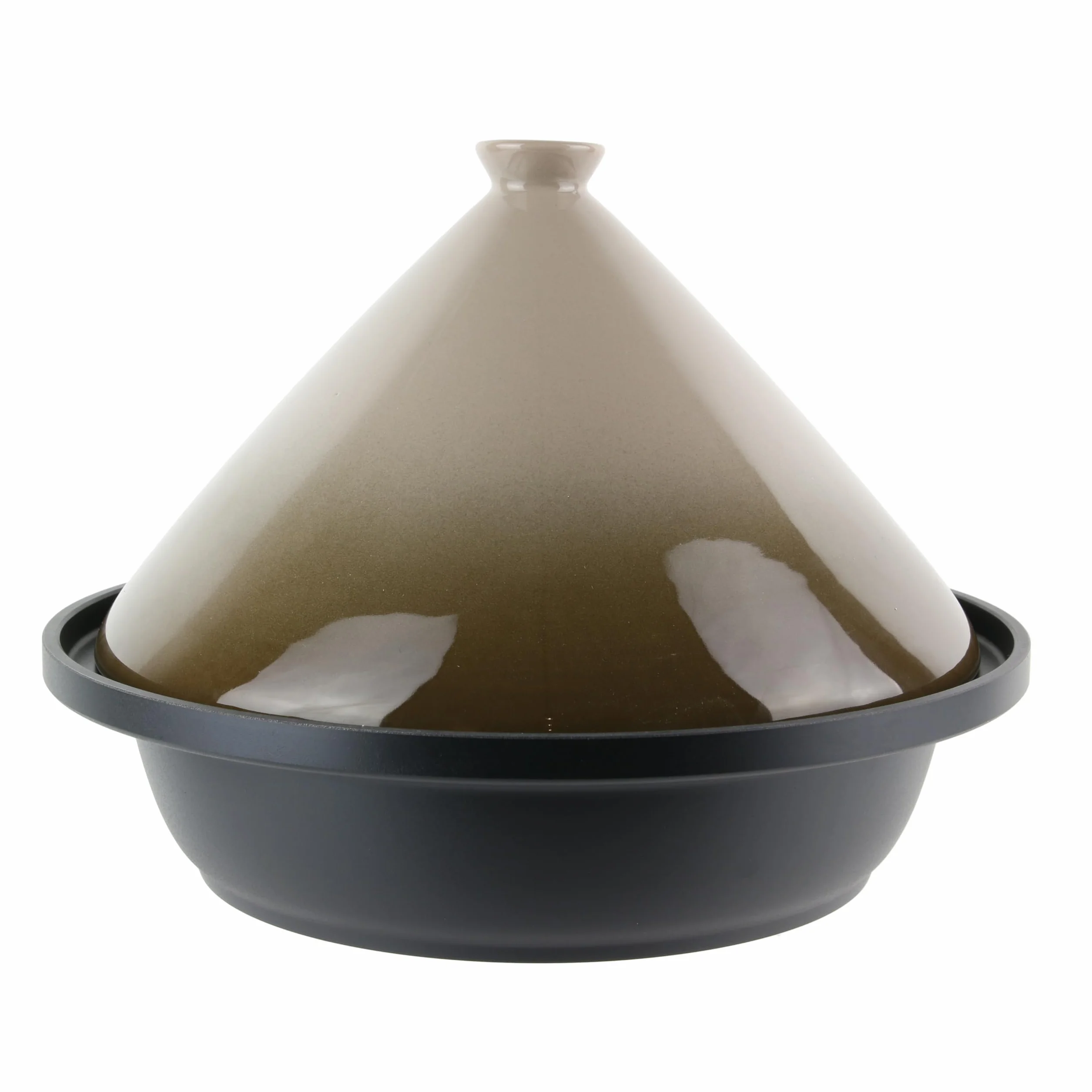 COOK CONCEPT Tajine en Fonte d'Aluminium Ronde Antiadhésif Compatible Induction 30 cm Taupe